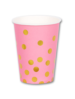 Стакан бум Горошек розовый 250мл 6шт/G