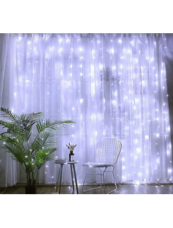 Гирлянда занавес с пультом 194# (белый)  3х3м 5шт