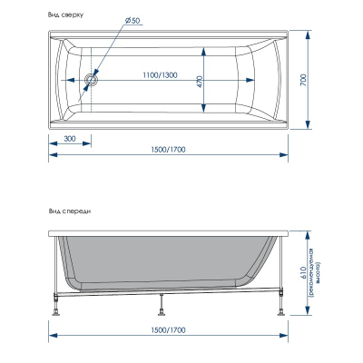 Акриловая ванна Loranto MILTON 150x70