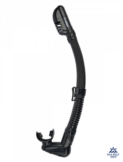 Трубка для дайвинга Sargan "НЕОС" сухая 2 клапана, черный силикон