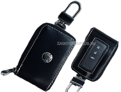 Ключница авто с окошком из натуральной кожи с логотипом SKODA
