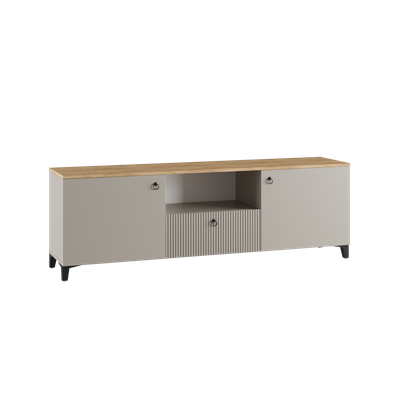 Ника ТВ тумба ПВШ 1500*516*410 (мдф бежевый мат-05 / лдсп кашемир + дуб делано)