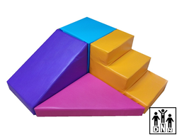 Мягкий модульный Спортивный комплекс «Островок» голубой / желтый / фиолетовый / сиреневый