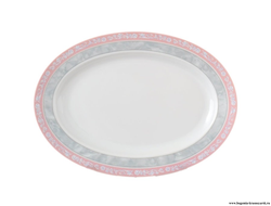 Блюдо овальное 24 см; "Jana", декор "Серый мрамор с розовым кантом"