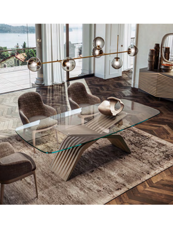 СТОЛ ПРЯМОУГОЛЬНЫЙ СО СТЕКЛОМ ATTICO NETTUNO (L220*P110*H75) АРТ. AT102/220 GIORGIOCASA