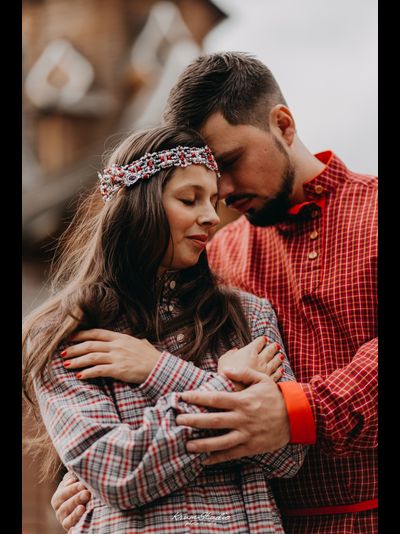 Современная косоворотка "Богатырская" пестрядь