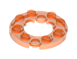 Plate, Round 4 x 4 with 2 x 2 Round Open Center, Trans-Neon Orange (11833 / 6124906 / 6173809)