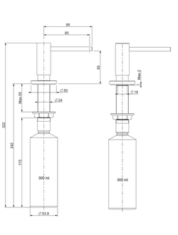 Дозатор  Stainless steel RVS 3,5 PVD