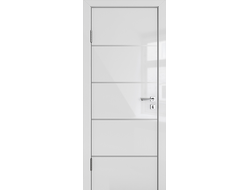 Глянцевая дверь GL5 серая с молдингами