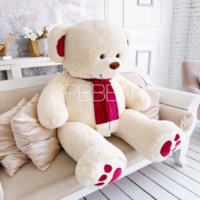 Гигантский плюшевый медведь 190 см бежевый Кевин