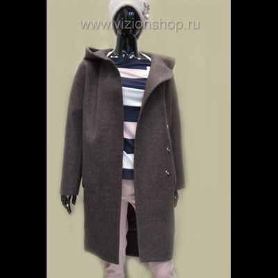 Пальто  весна с капюшоном Арти мода Arti moda 1777 коричневое