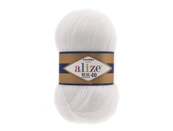Пряжа Angora Real 40 Alize (Ализе Ангора Реал 40)  цвет Белый 55