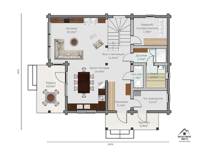"Дрезден": Просторный Двухэтажный Дом из Клееного Бруса для всей семьи 146,5 м²