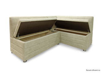 Кухонный Угловой диван "ФОРУМ-5МН" Слоновая кость, правый