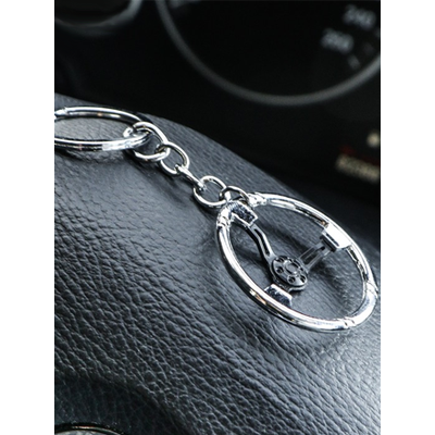 Брелок «РУЛЬ», металл, хром/чёрный