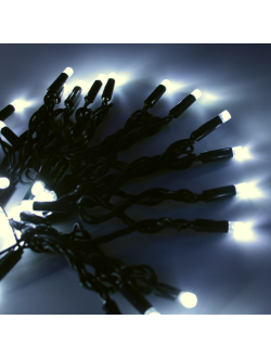 Гирлянда 120 светодиодов, 12 м, черный провод, уличная, белый холодный