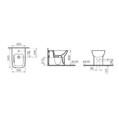 Напольное биде VitrA S20, 5509B003-0288