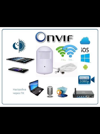 DE/GS-PRTFCMWAR(88) Видеоняня/Охранная IP WiFi (2,4/5)LAN видеокамера с ночным видением и аудиоканалом (корпус ИК датчика), встроенный DVR. Full HD (CamHi/CamHi Pro)