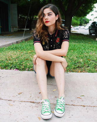 Converse all green top