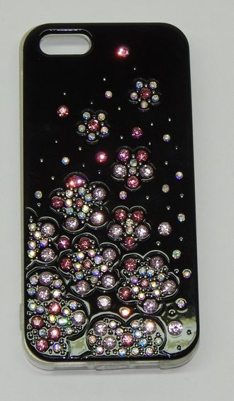 Защитная крышка iPhone 5/5S, со стразами, цветы