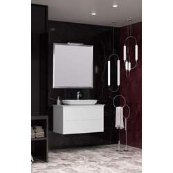 Мебель для ванной Opadiris Рубинно 90 подвесная белый глянец, со столешницей и накладной раковиной "NOVA"