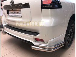 Защита заднего бампера угловая двойная под фаркоп d60/42 для Toyota Land Cruiser Prado 150 Black Onyx (2020-...)
