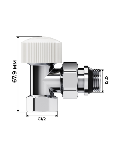 Набор термостатический угловой Royal Thermo Design 1/2"М30х1,5 (Хром)