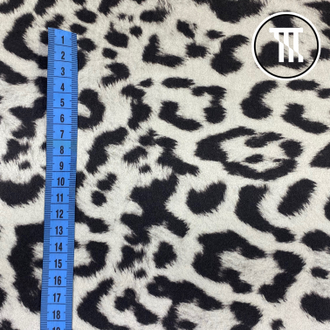 Сатин-вельвет принт Леопард с ворсинками, цв. Серебро