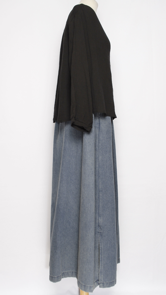 Рубашка Бохо "Муслин без ворота" чёрная р.50,52,54,56,58,60