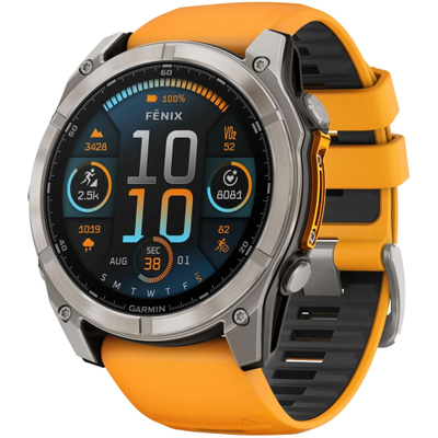 Часы Garmin Fenix 8 -51mm Sapphire Titan Spark Orange / Graphite
