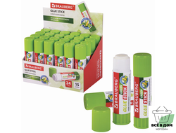 Клей-карандаш на натуральной основе BRAUBERG GREEN, 15г, 270437