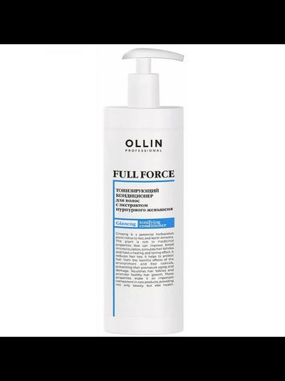 OLLIN Full Force Тонизирующий кондиционер для волос с экстрактом пурпурного женьшеня, 400 мл