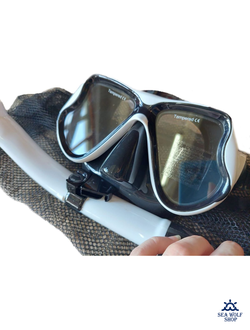 Маска для дайвинга с трубкой черно-белый Комплект