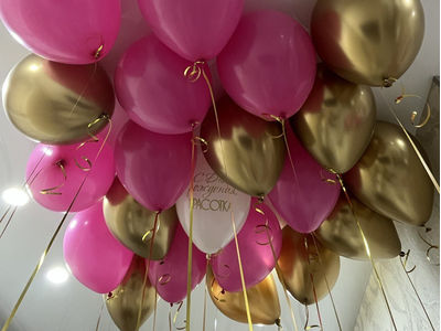 Шары розовый, золотой, белый 21 шт под потолок