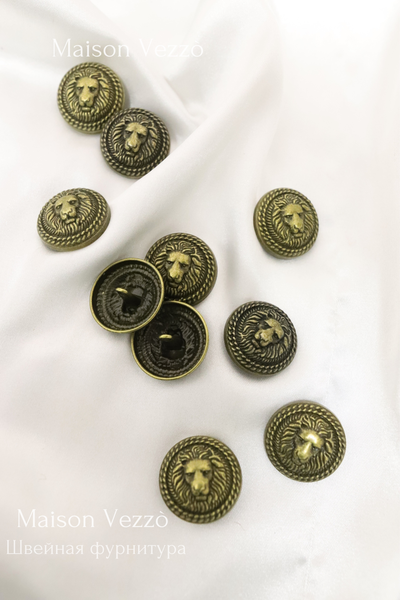Металические пуговицы Львы Balmain, 20 мм. 50 шт. Р-0001000, Цвет: античная бронза