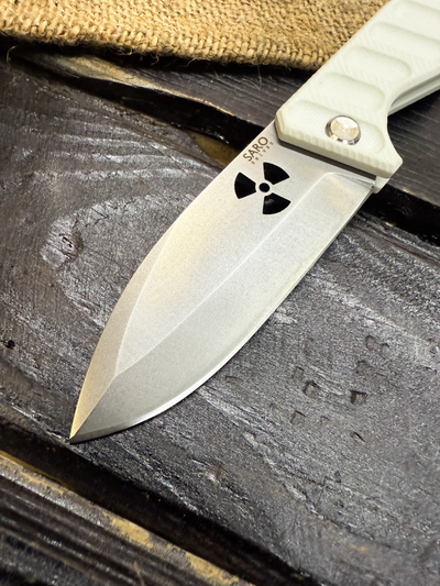 Фрикционный складной нож Атом-1 сталь VG-10, рукоять G10 белый