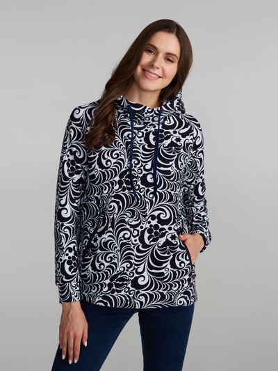 Спортивная толстовка женская  51TJ-1408,бело-синий с принтом