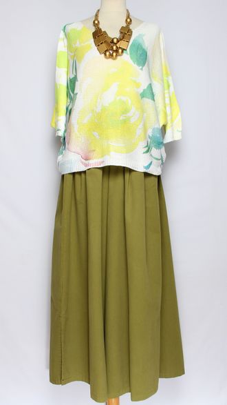 ДЖЕМПЕР ХЛОПОК "КИМОНО НАБИВНОЙ РИСУНОК" роза лайм, ирис