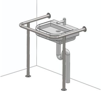Поручень для раковины инвалидный на двух опорах в пол