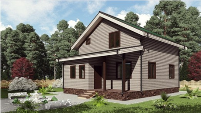 Двухэтажный каркасный дом с четырьмя спальнями 130м² (SK34)