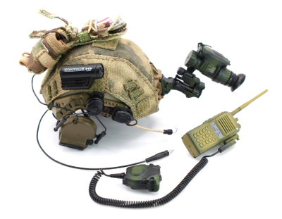 Шлем Fast с ПНВ, наушниками и радиостанцией в масштабе 1/6 (78097) - Damtoys