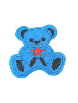 Термоаппликация мишка с бантиком синий, 50*50 мм