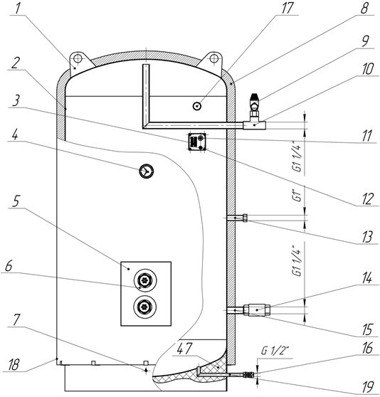 Водонагреватель на чертеже