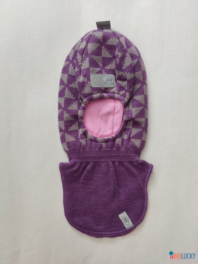 Шапка-шлем "Бантики" 20201-07, цвет пурпурный, серый р. 48-50