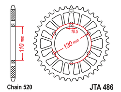 Звезда ведомая алюминиевая JT JTA486.44 (JTA486-44) (A486-44) для Kawasaki Road