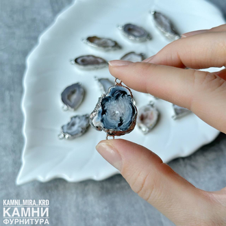 Коннектор "Срез агата" цвет металла серебро 22-40х12-20 мм, цена за штуку