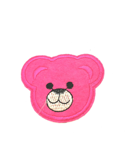 Термоаппликация мишка ярко розовый, 55*45  мм