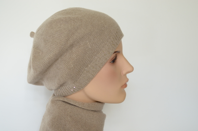 Вязаный кашемировый берет и шарф из кашемира Италия Визио фото