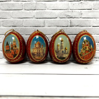 Яйцо сувенирное Москва 60*45 мм деревянное на подвеске ассорти
