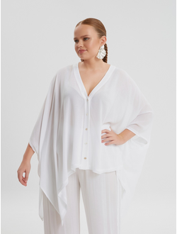 Классическая женская белая рубашка большого размера